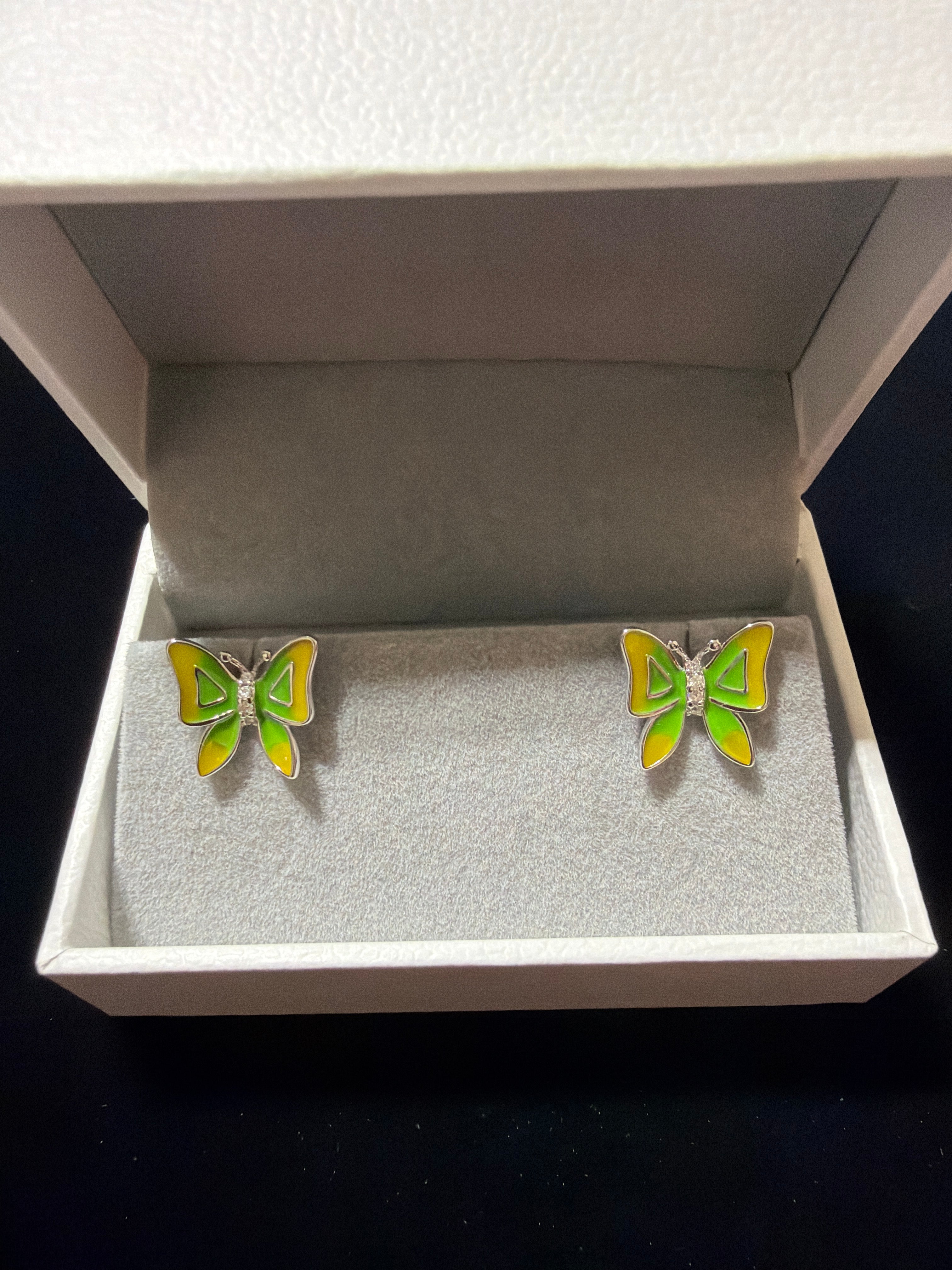 Butterfly Enamel Earrings in 925 Silver
