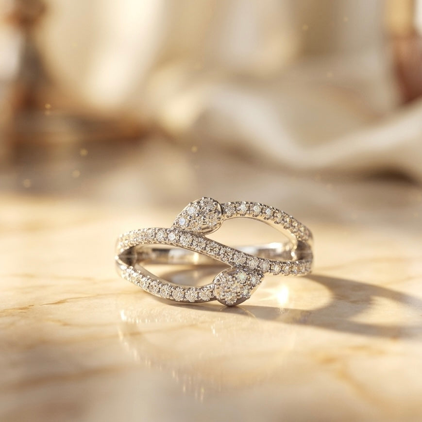 Twist Wrap CZ Ring in 925 Silver (size-8)
