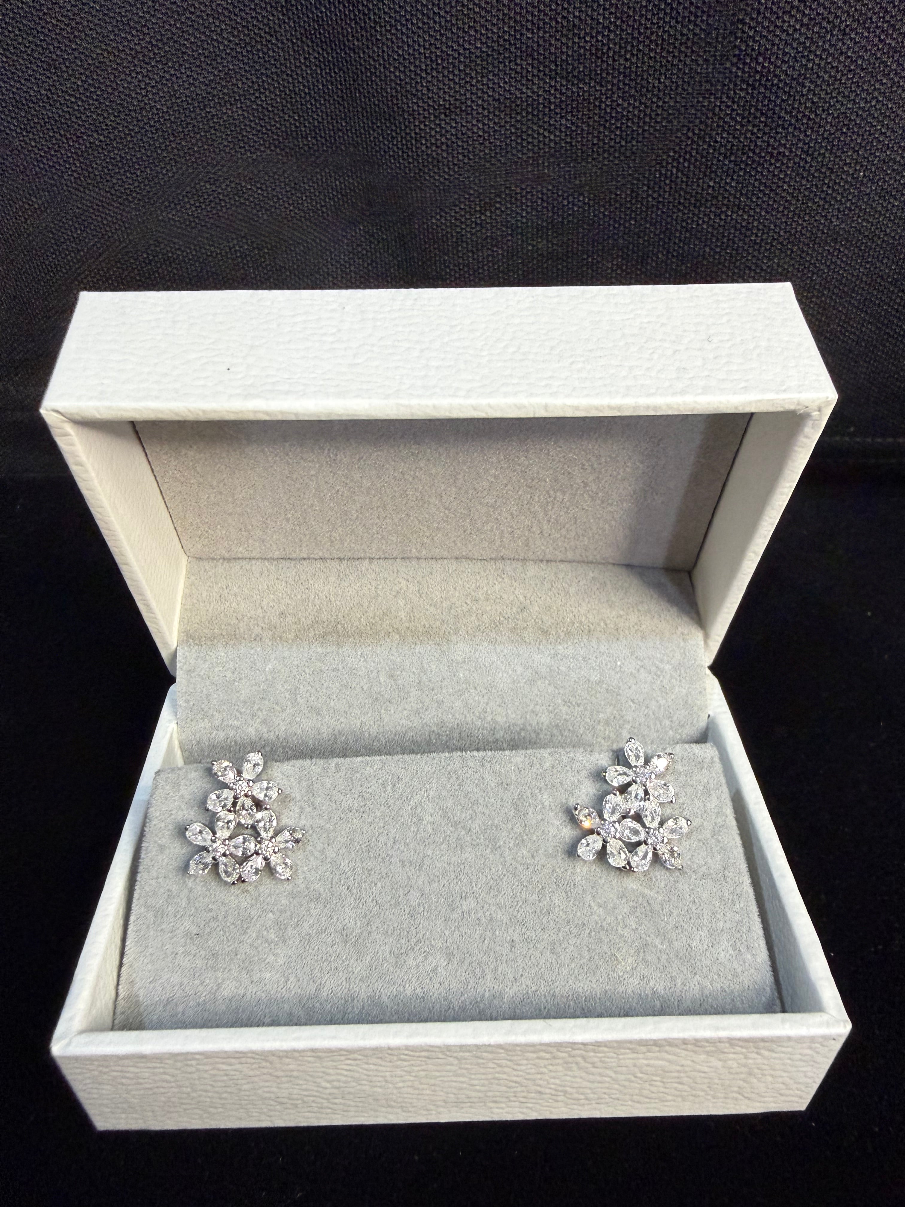 Blossom Cluster Silver Earrings