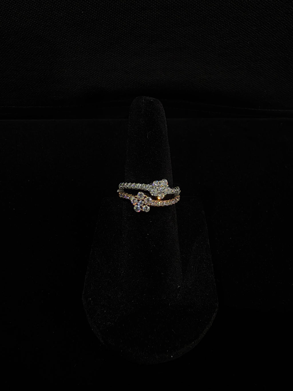 Floral Double Band Ring in 925 Silver (Size - 6)