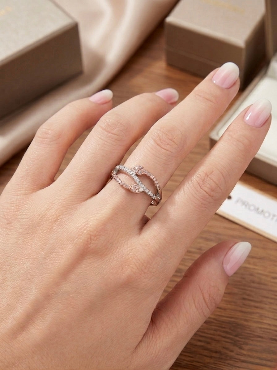 Twist Wrap CZ Ring in 925 Silver (size-8)