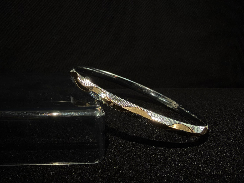 925 Silver with Rose Gold Wave Accents Men’s Kada
