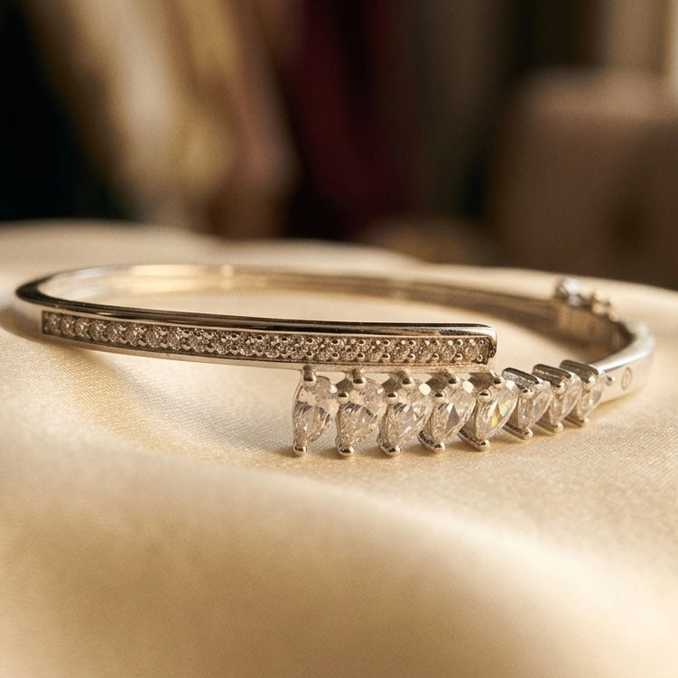 925 Silver CZ Zircon Adjustable Bracelet for Women