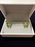 Butterfly Enamel Earrings in 925 Silver