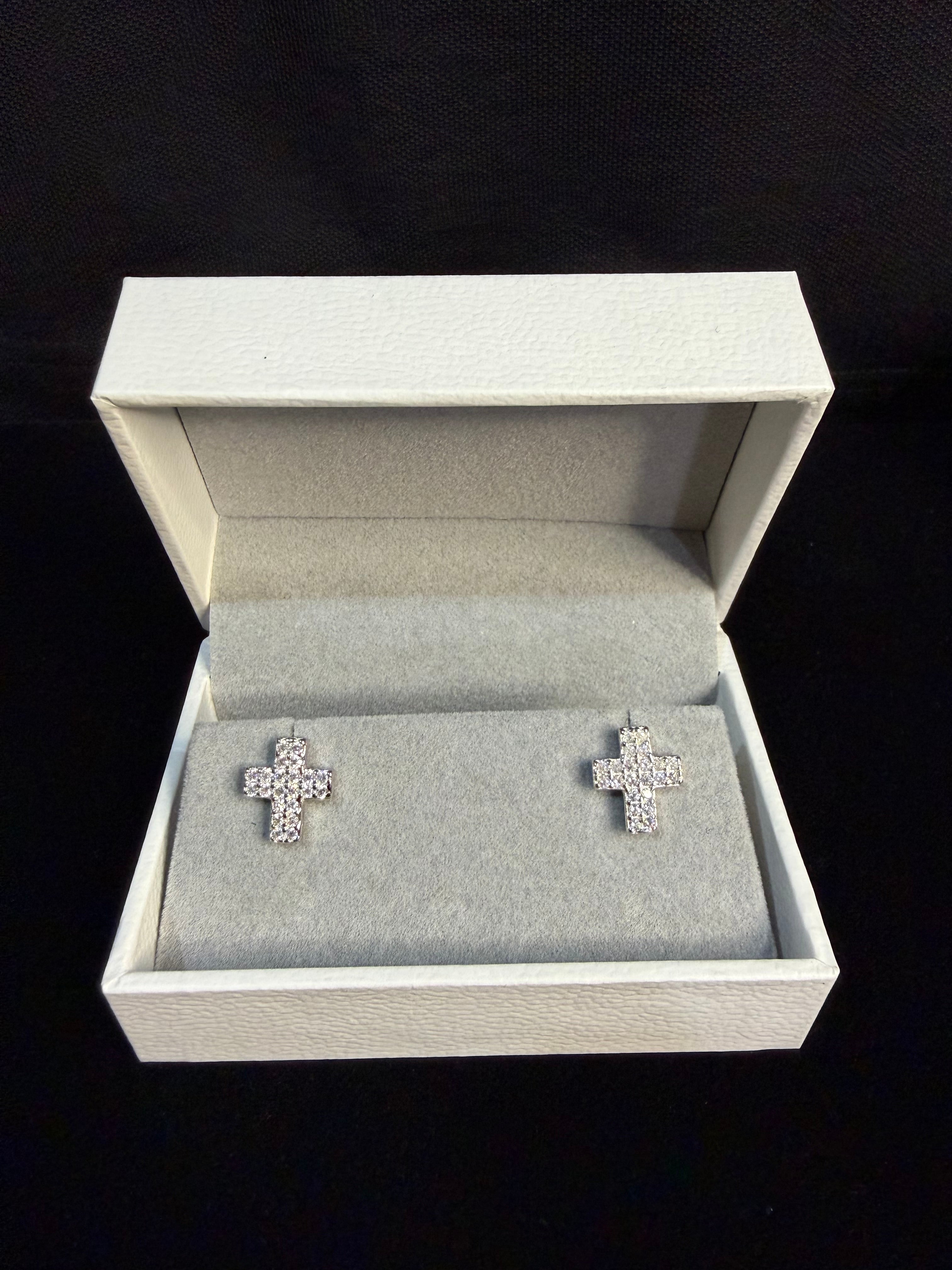 Cross Sparkle Stud Earrings