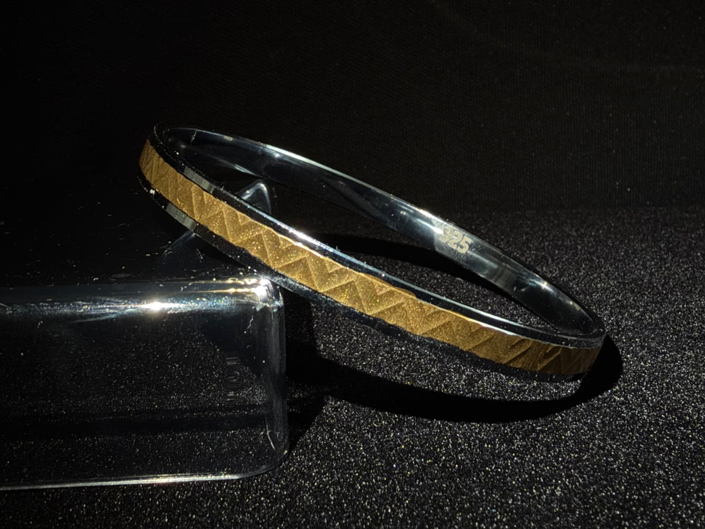 925 Silver with Gold Accents Men’s Kada