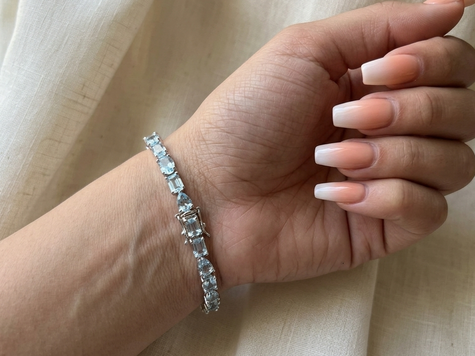 925 Silver Bracelet for Women – Elegant Multi Shape Crystal Design