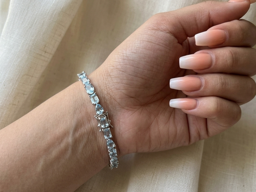 925 Silver Bracelet for Women – Elegant Multi Shape Crystal Design
