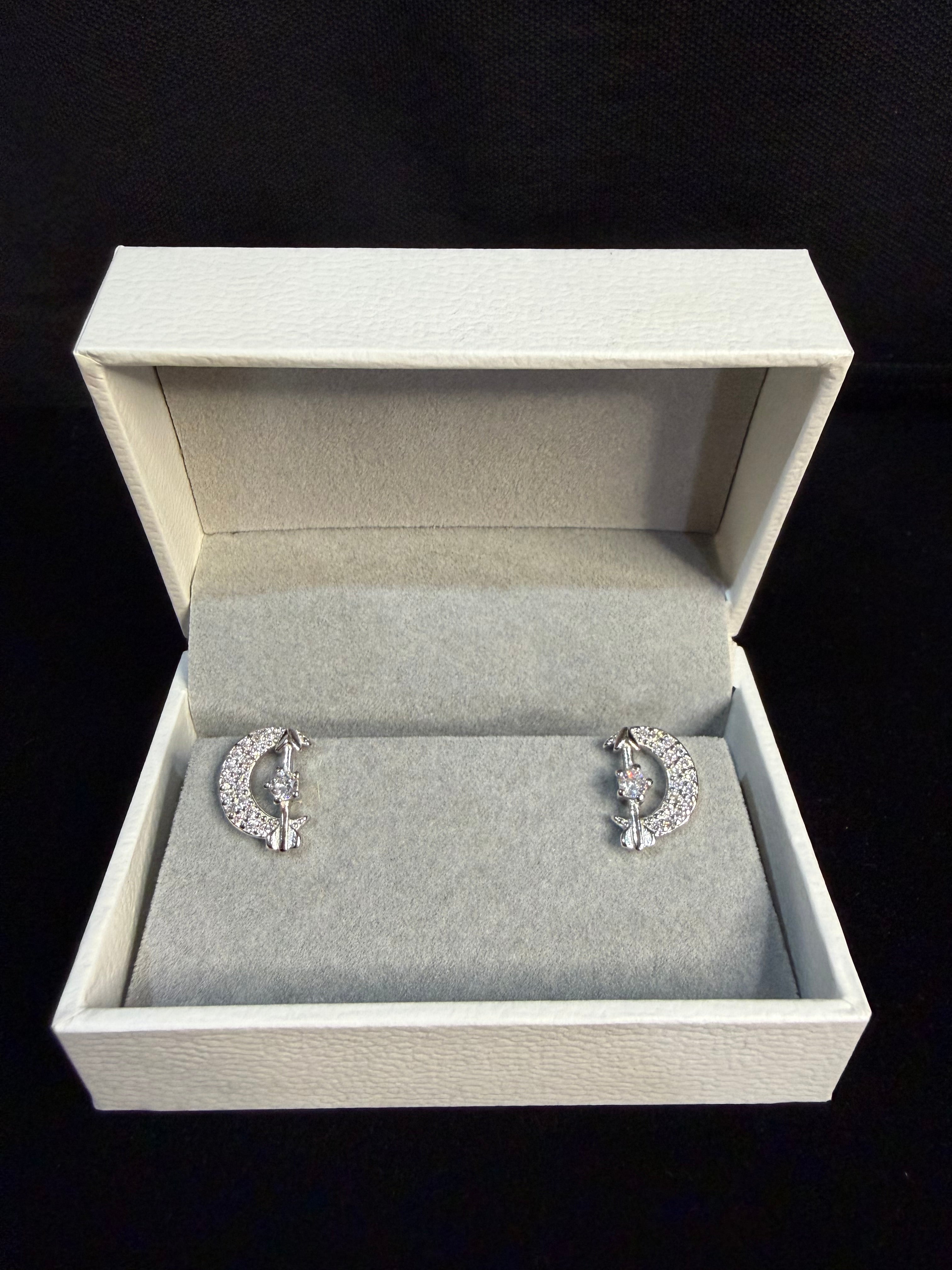 Moon & Star Silver Studs