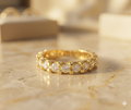 925 Silver Gold Plated VVS Moissanite Eternity Ring (Size 8)