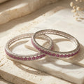 925 Silver Pink Stone Women’s Bangles Set