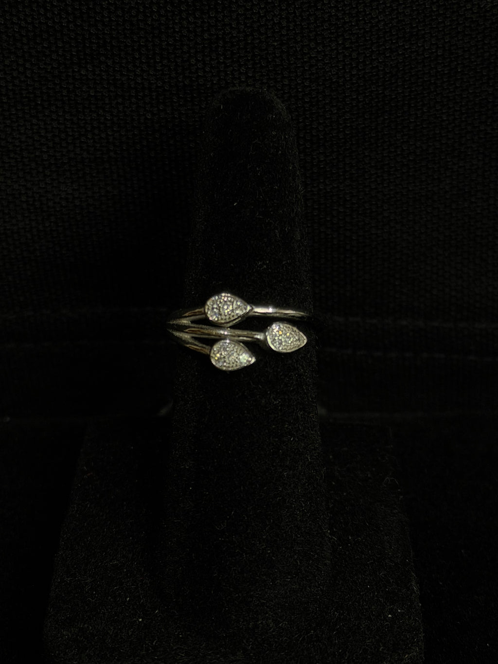 Leaf Wrap Ring in 925 Silver with CZ Stones (Size-6)