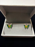 Butterfly Enamel Earrings in 925 Silver