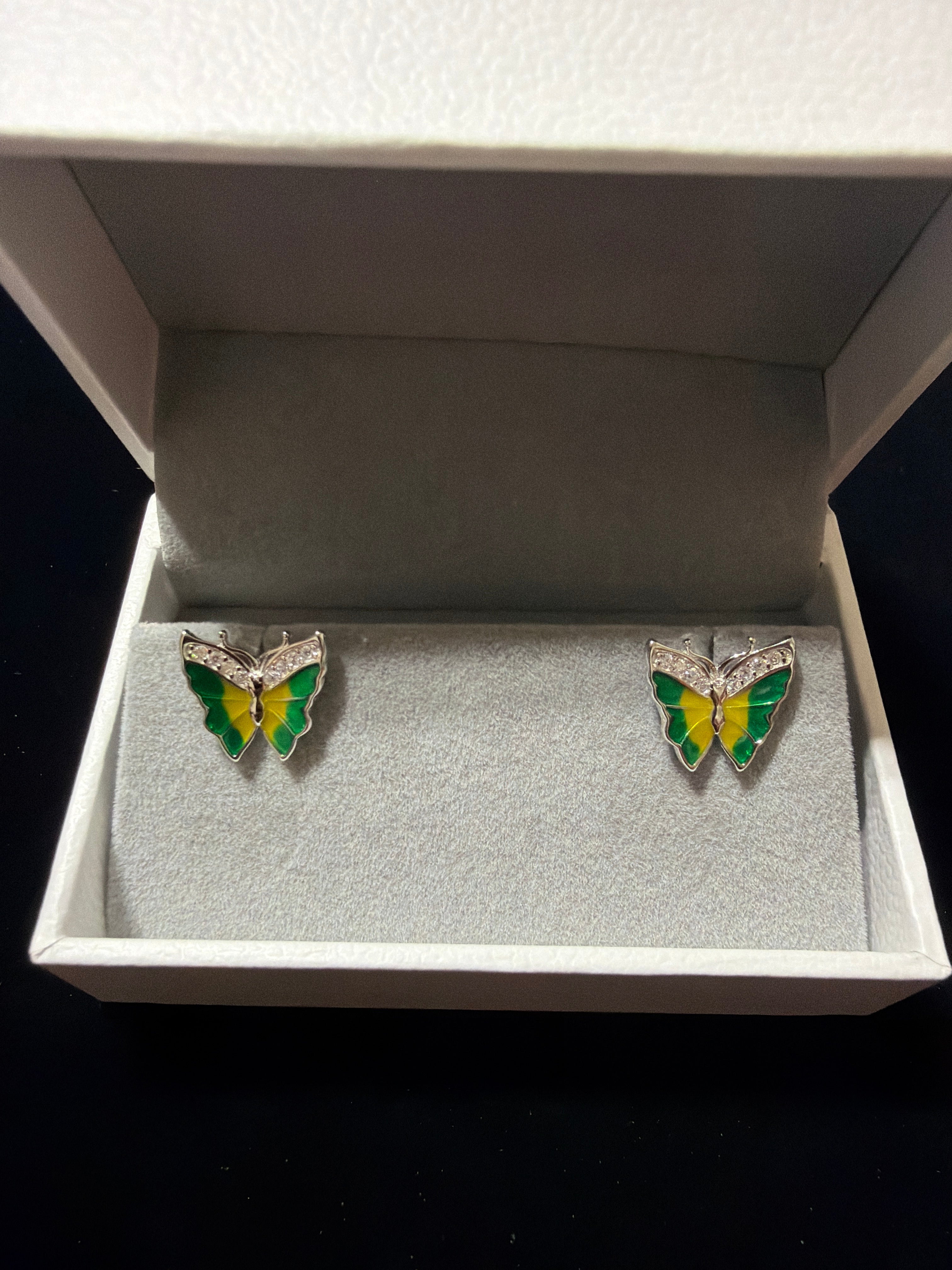 Butterfly Enamel Earrings in 925 Silver