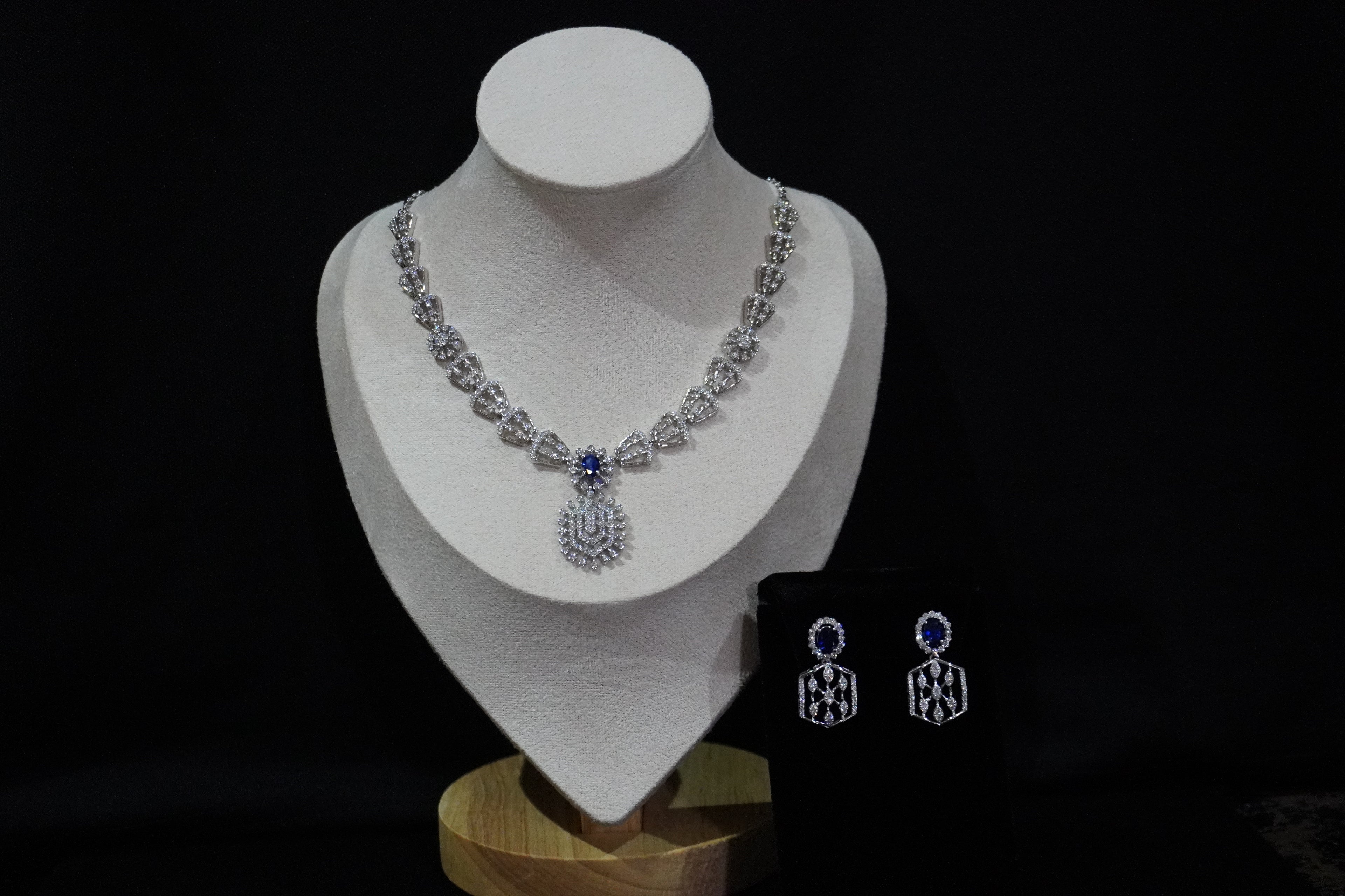 Royal Sapphire Inspired 925 Sterling Silver Jewelry Set