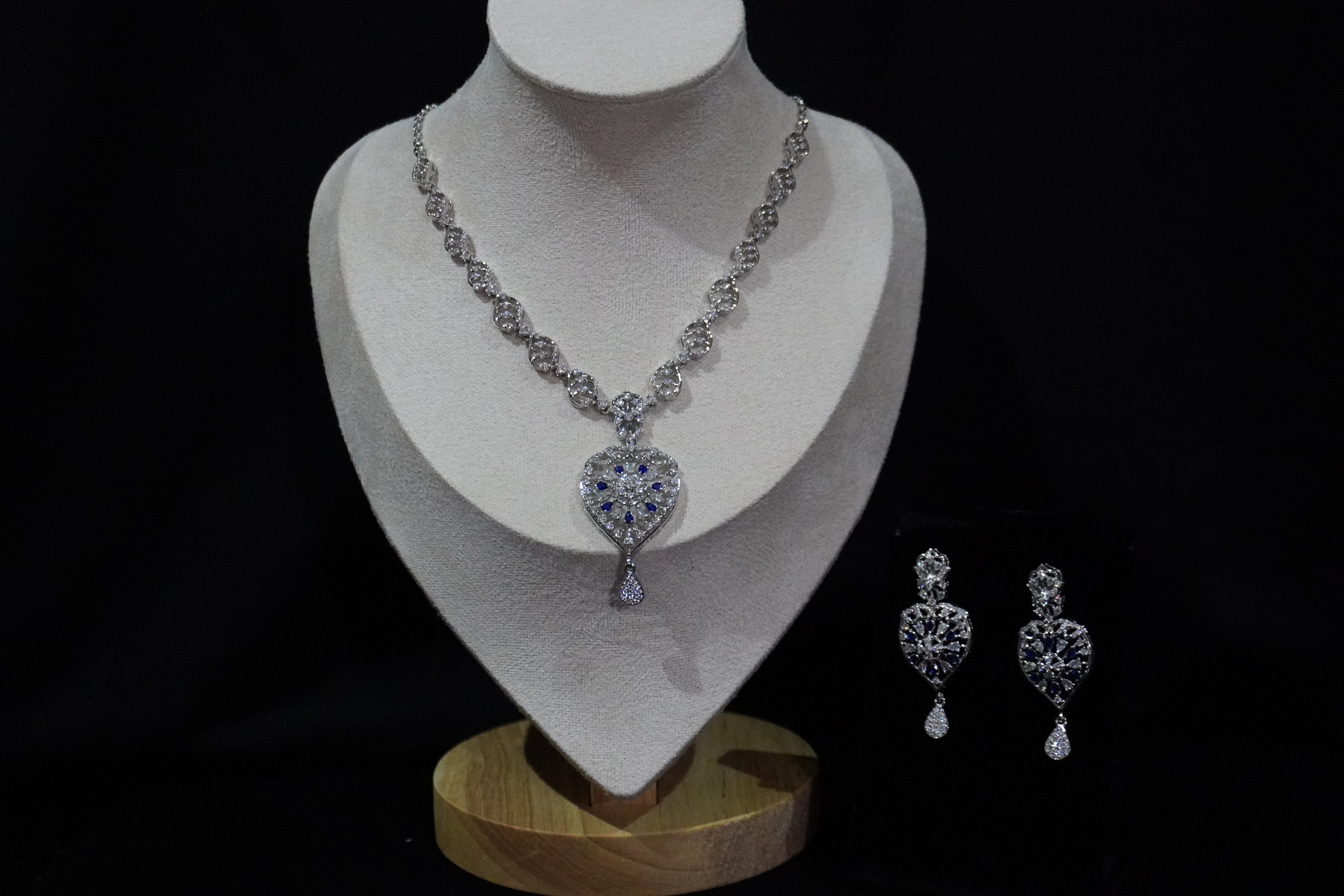 Royal Teardrop Sapphire Inspired 925 Silver Jewelry Set