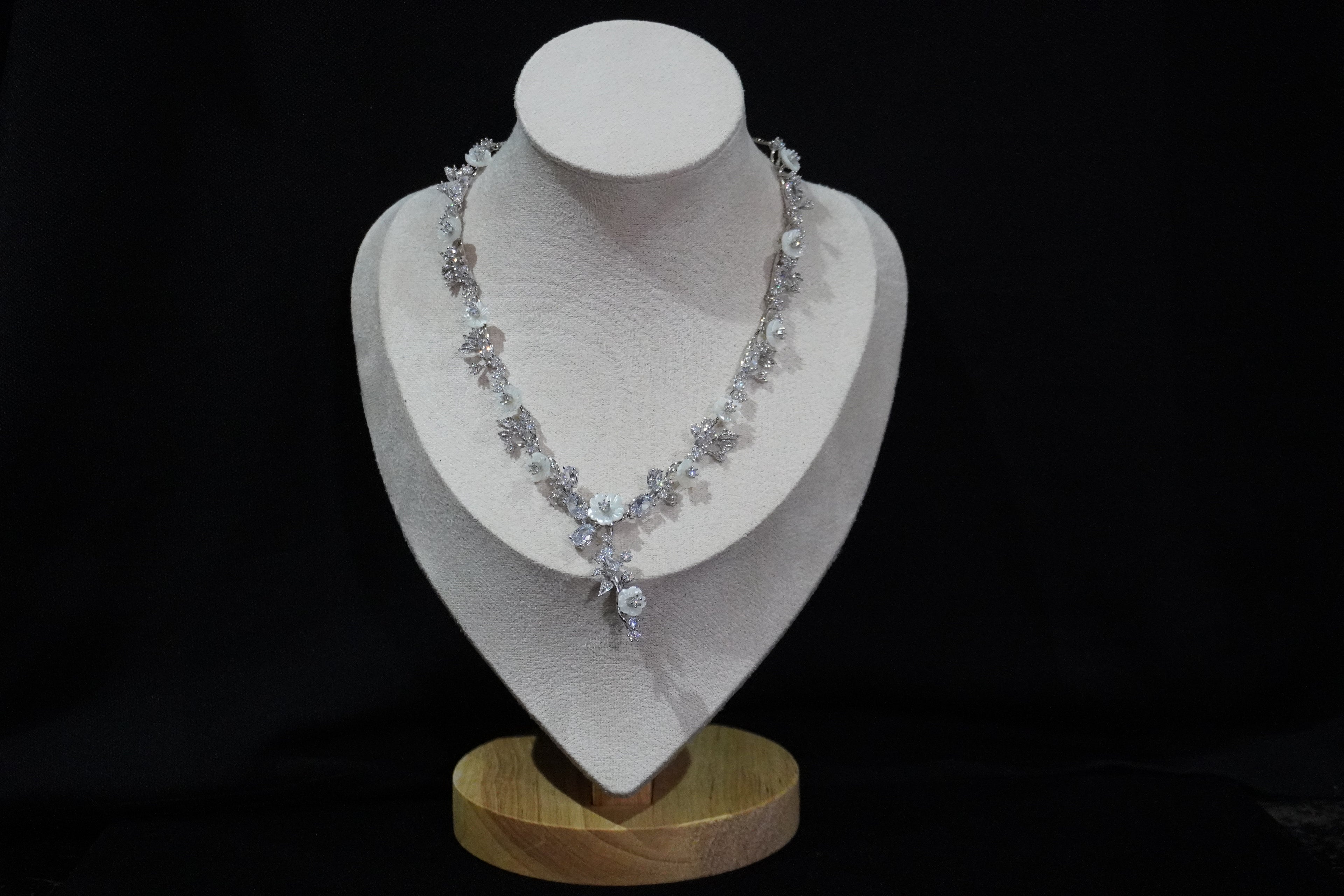 Blooming Crystal Floral 925 Silver Necklace