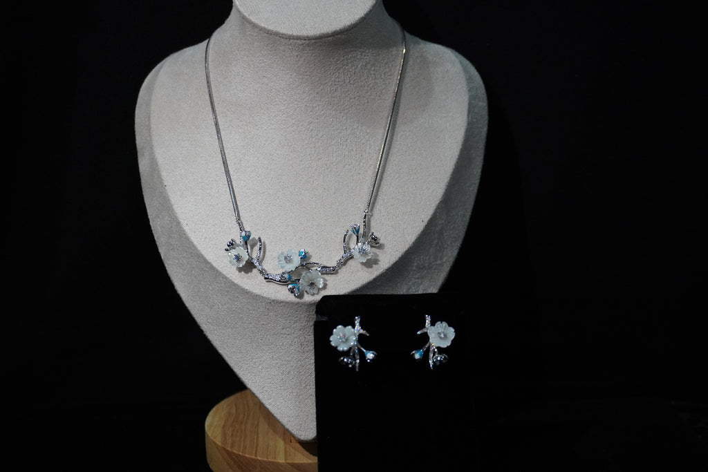 Floral Blossom 925 Silver Jewelry Set
