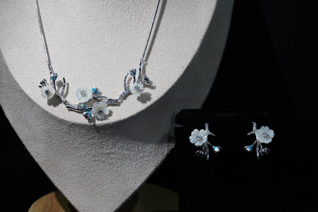 Floral Blossom 925 Silver Jewelry Set