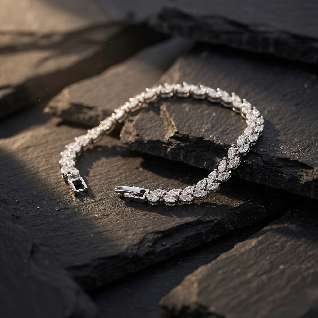VVS Moissanite Leaf Cut Bracelet – 925 Silver