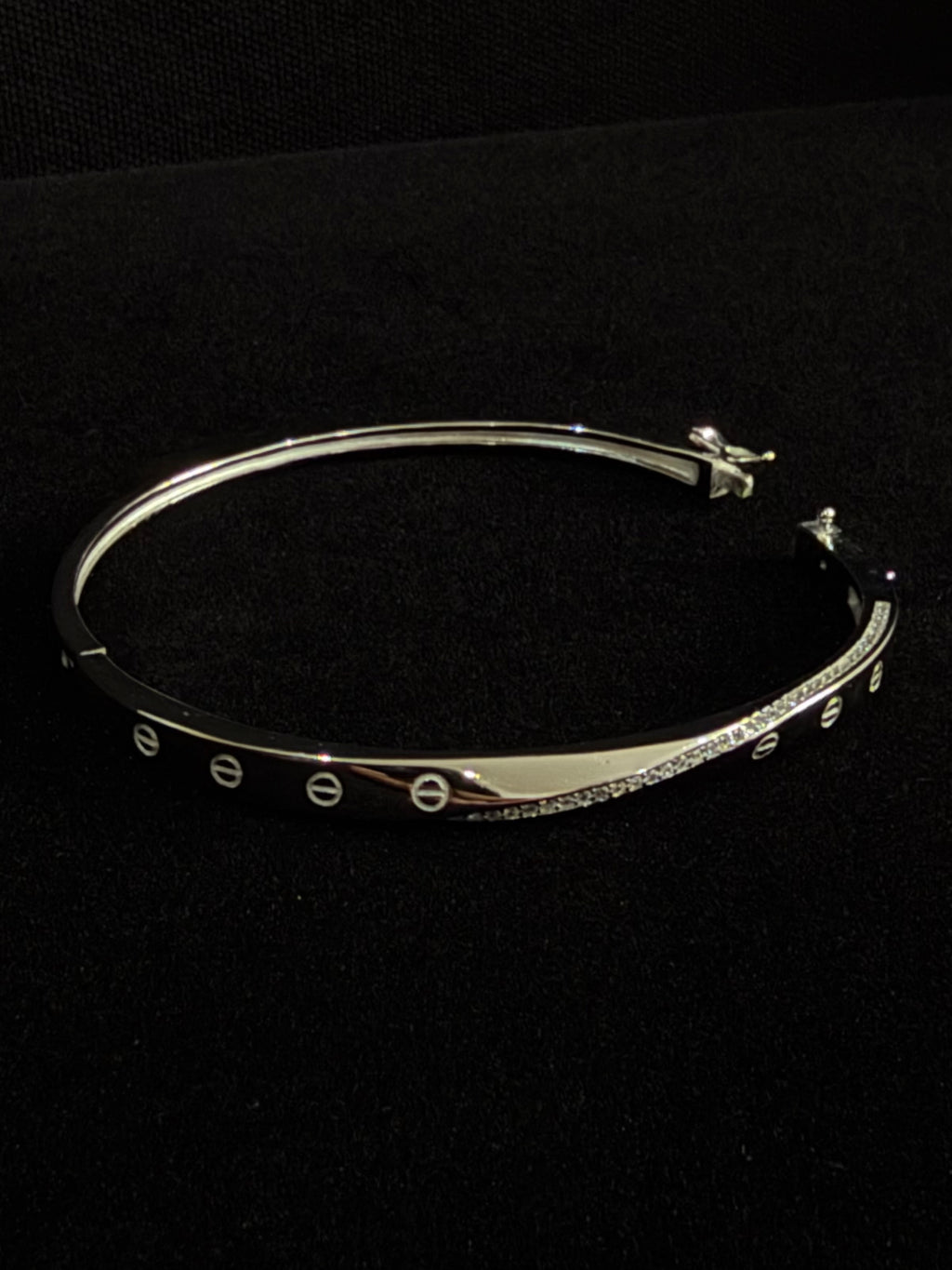 925 Silver Cartier Style CZ Adjustable Lock Bracelet for Women