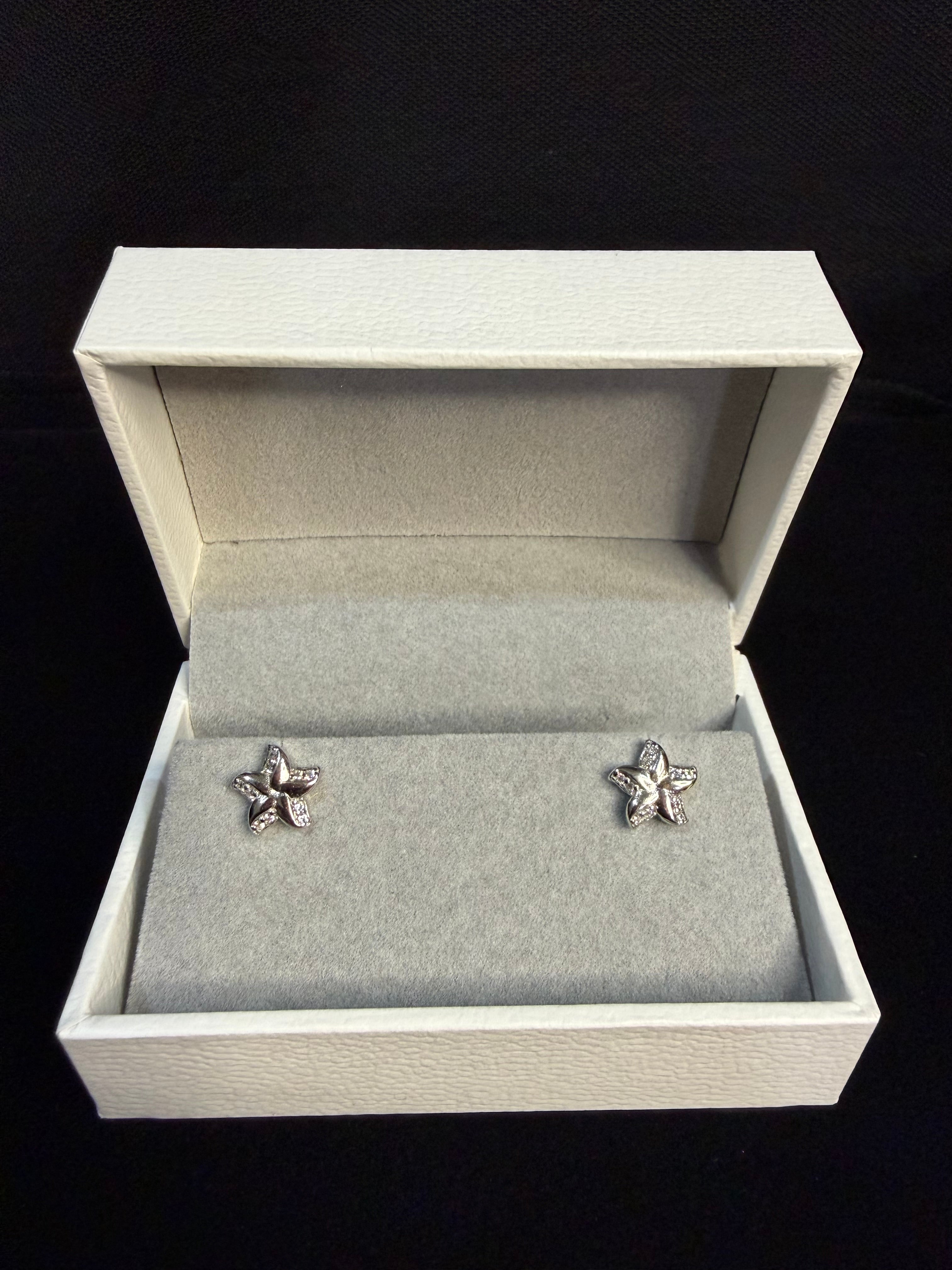 Starfish 925 Silver Earrings with CZ Stones