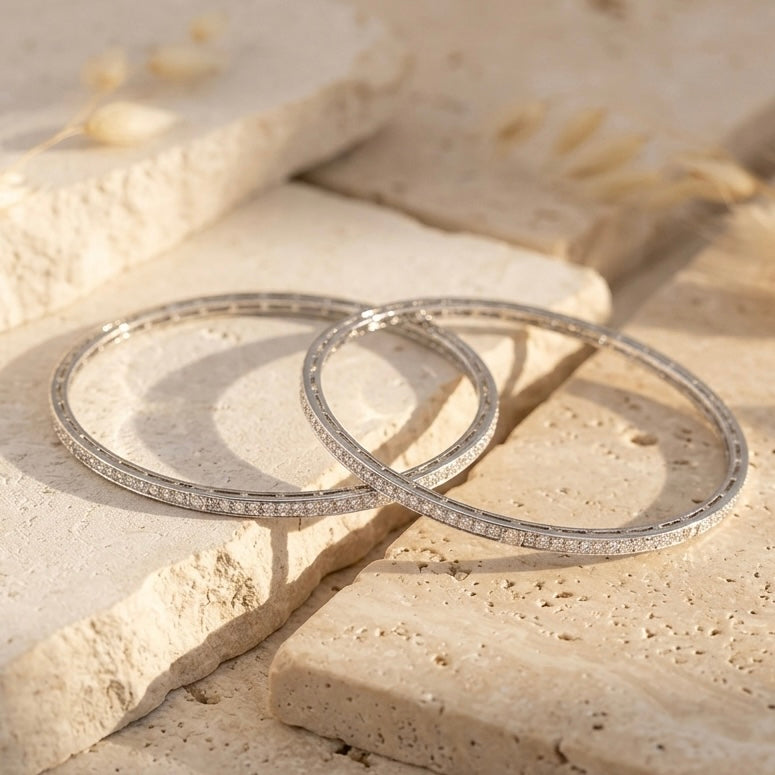 925 Silver CZ Women’s Bangle Set