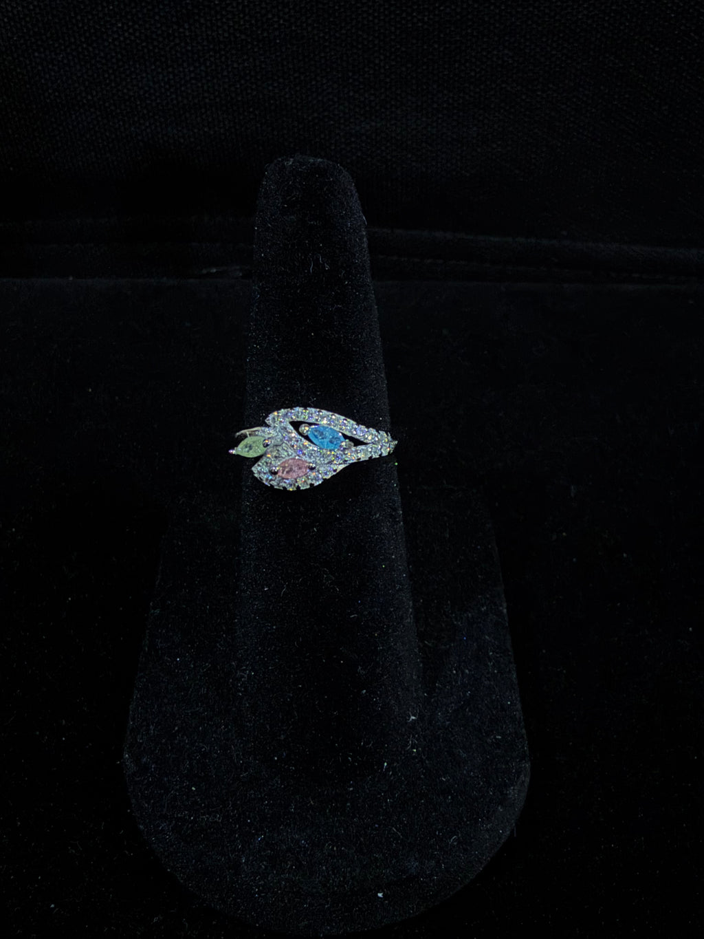 Multicolor Leaf Ring in 925 Silver (Size-6)