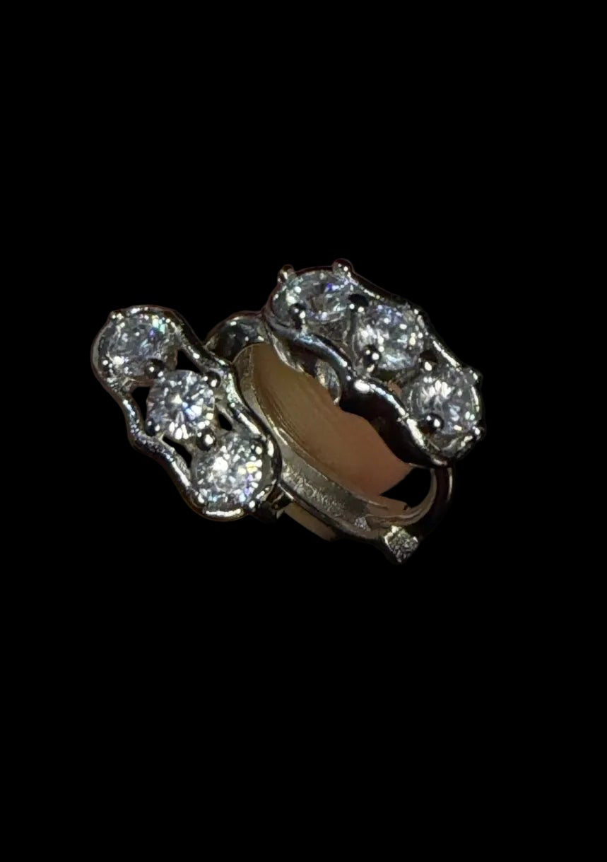 Floral Cluster 925 Silver Bali Earrings with CZ Stones