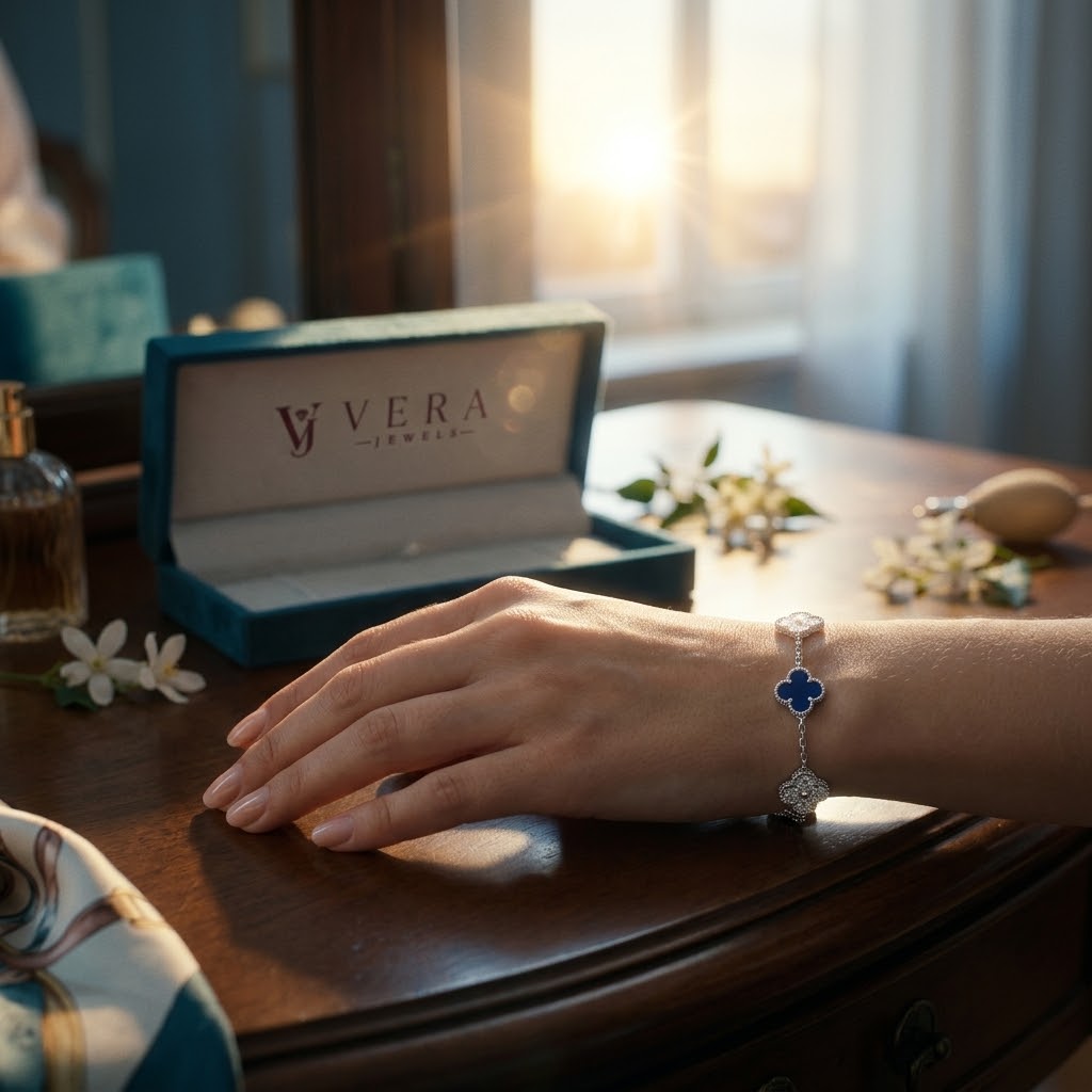 MOISSANITE BLUE CLOVER BRACELET