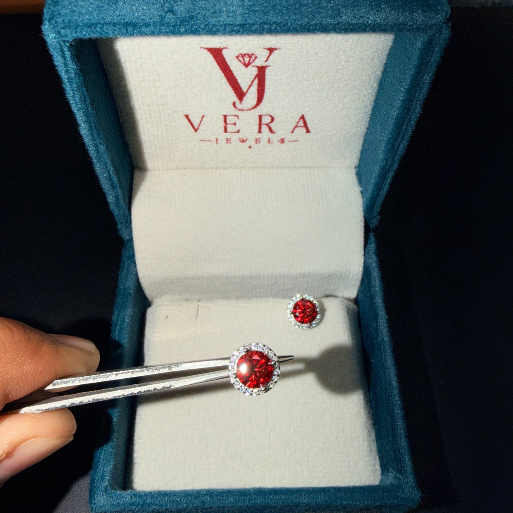 MOISSANITE 1.0 CT GARNET STUDS