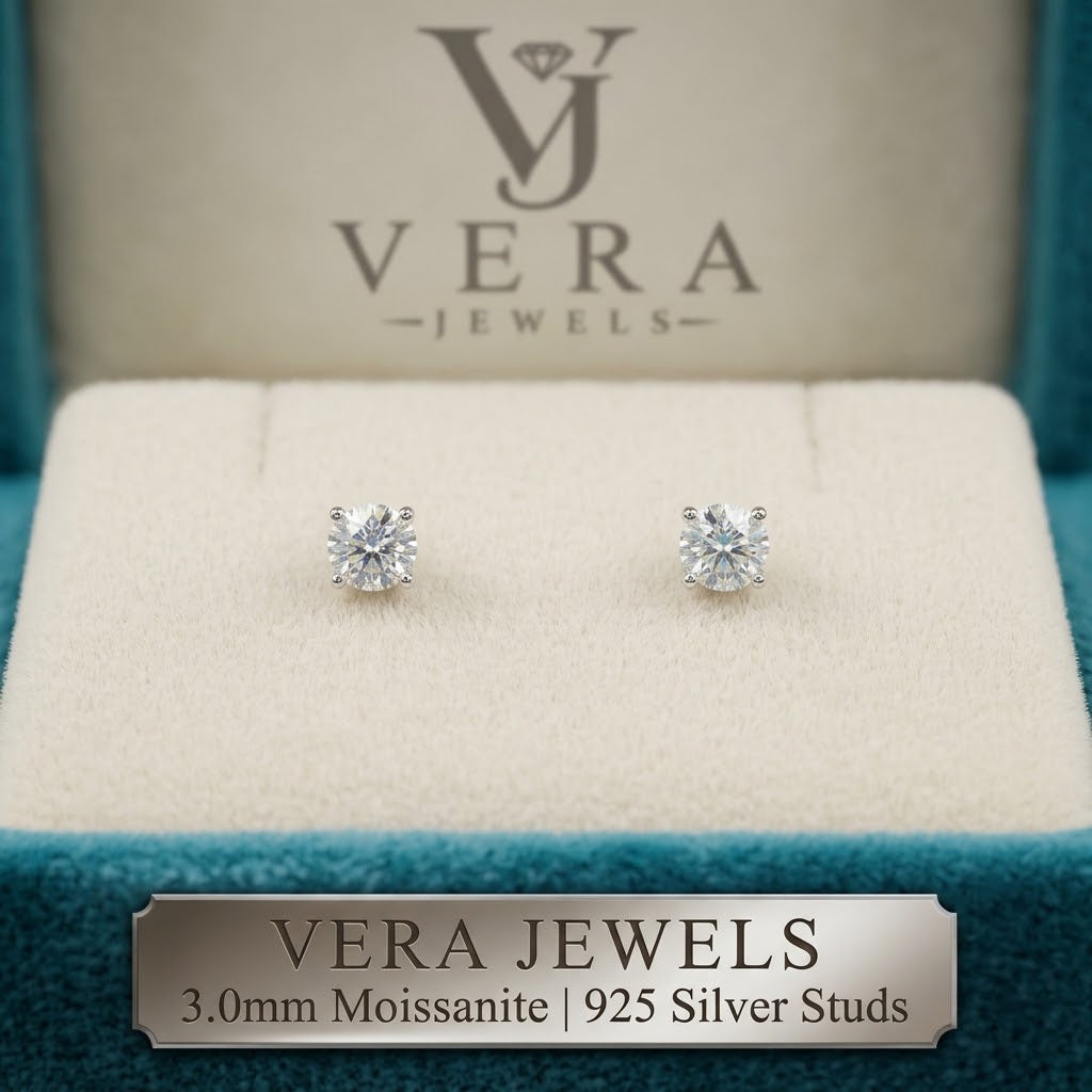 MOISSANITE 3.0 MM STUDS