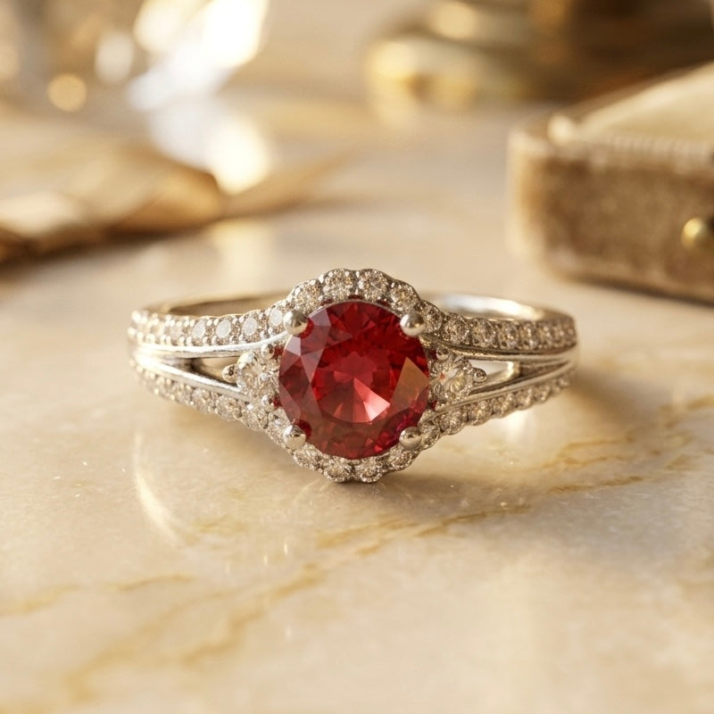 Ruby Stone Ring in 925 Silver (Size-6)