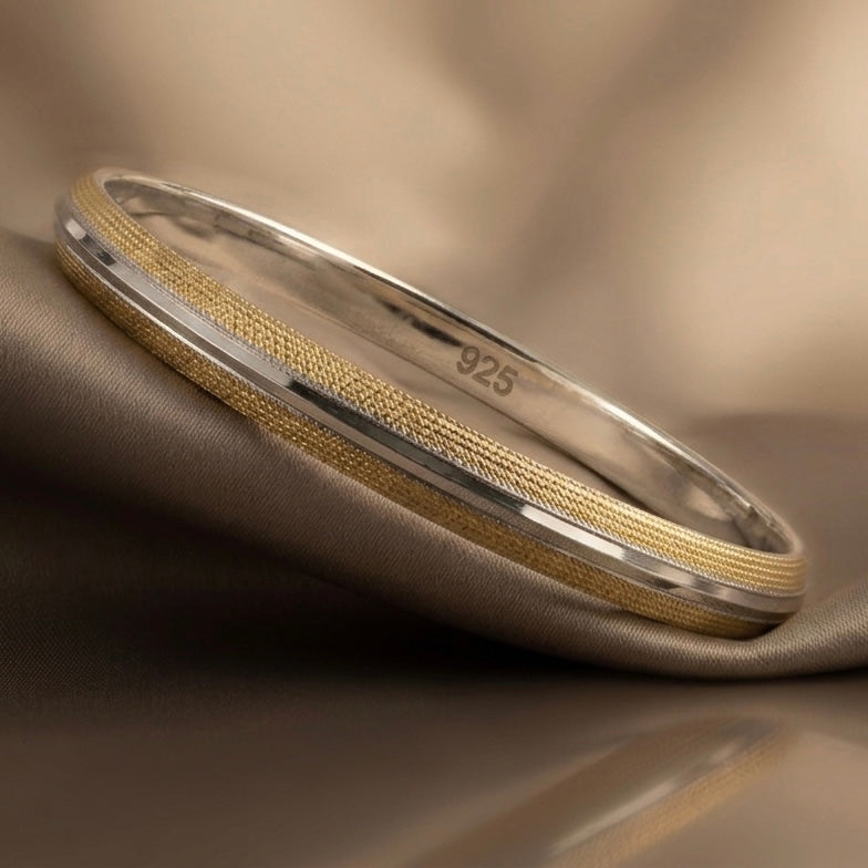 925 Silver with Gold Accents Men’s Kada
