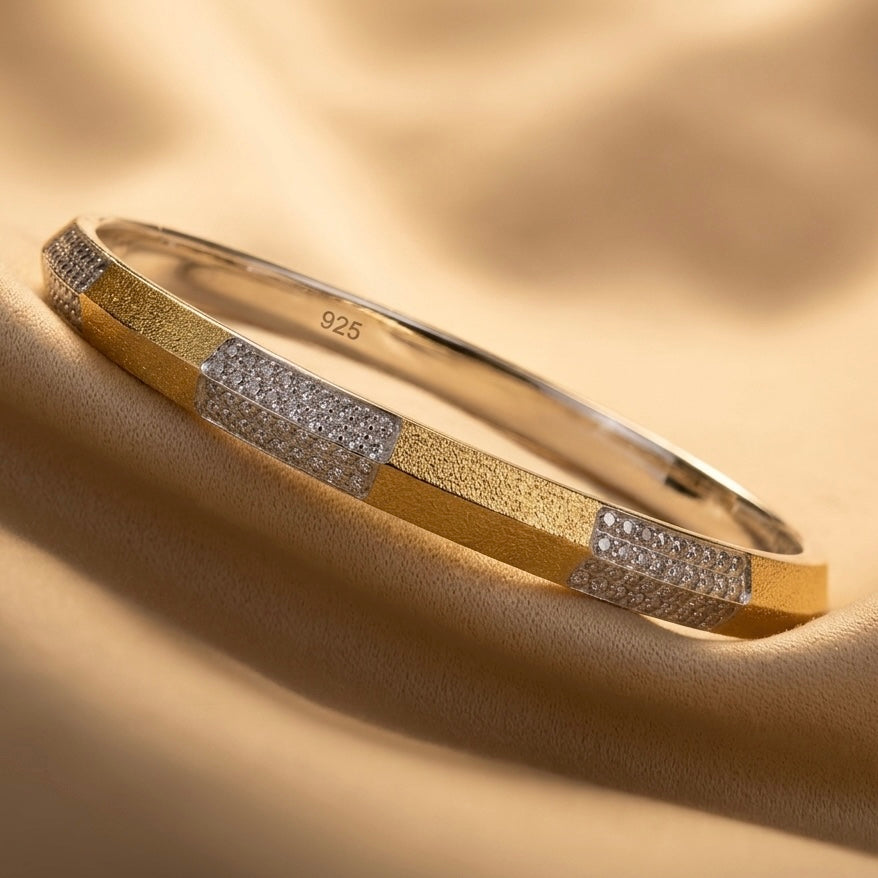 925 Silver with Gold Accents Men’s Kada