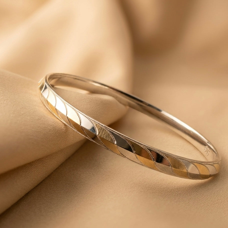 925 Silver with Rose Gold Accents Men’s Kada