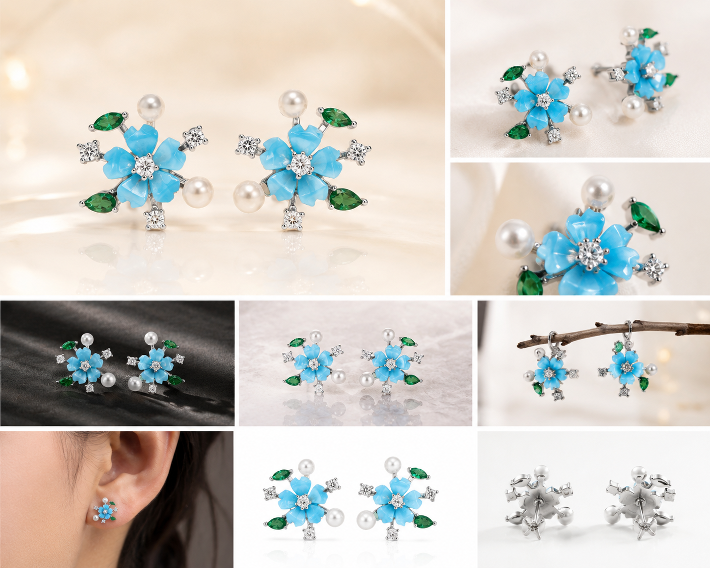 Blue Blossom Stud Earrings