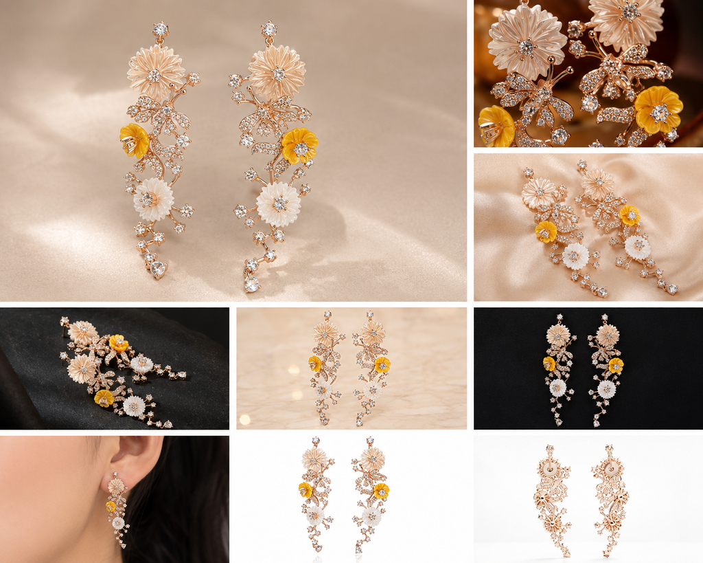 Golden Bloom Floral Earrings