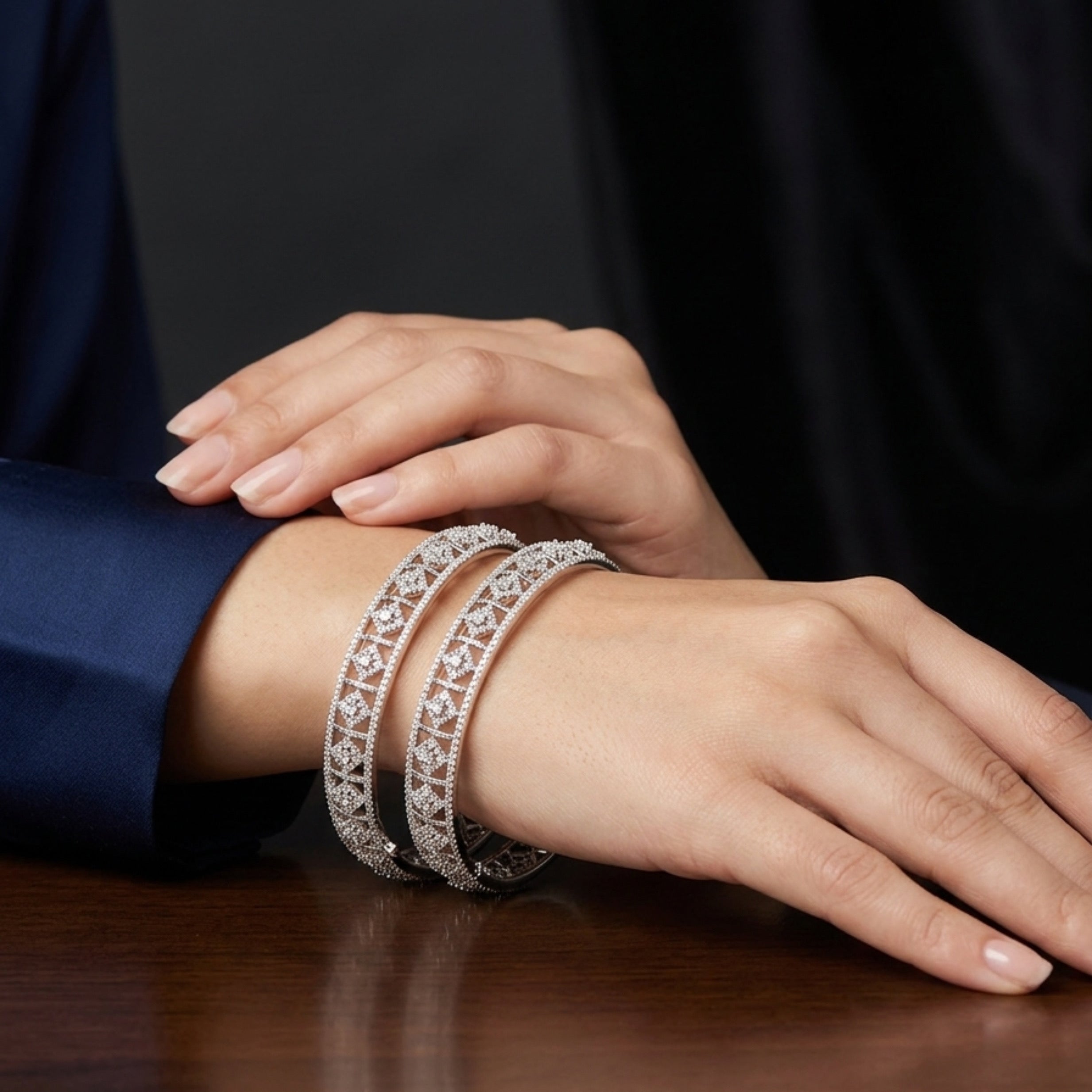 Premium VVS Moissanite Bangle Set – 925 Silver