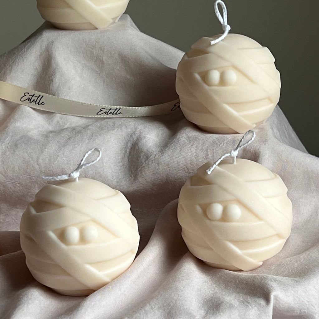 Handmade Halloween Mummy Candle | Sculptural Soy Wax Candle