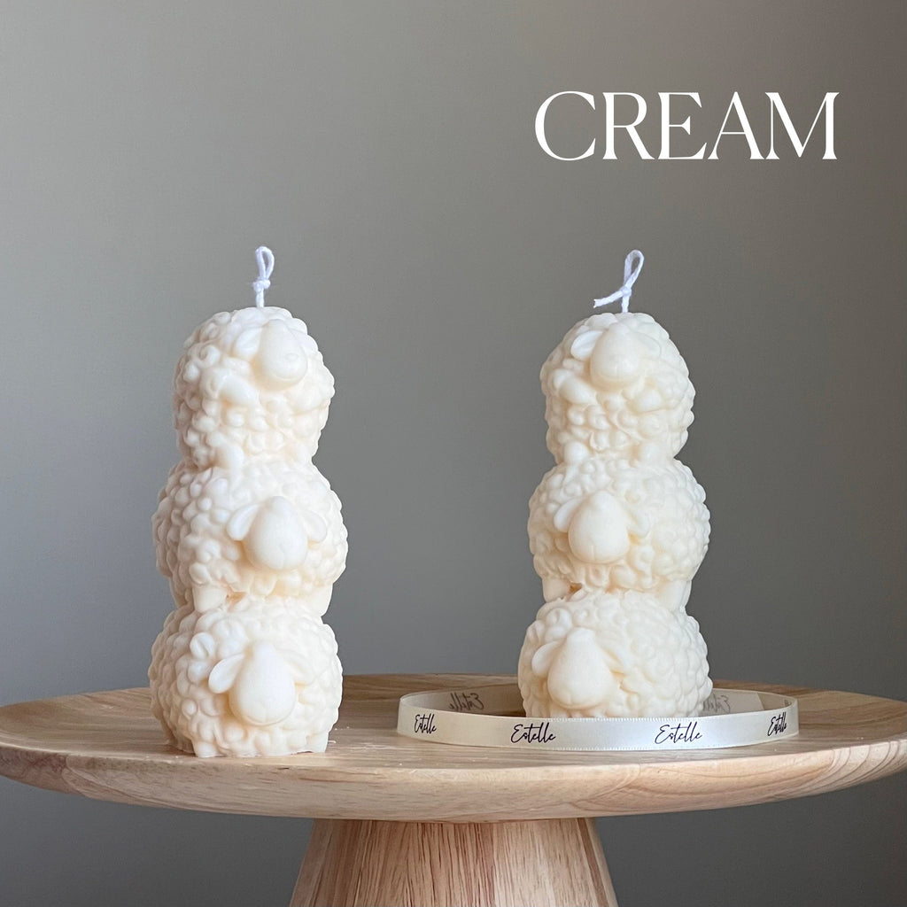 Handmade Three Sheep Soy Wax Candle | Nursery Decoration